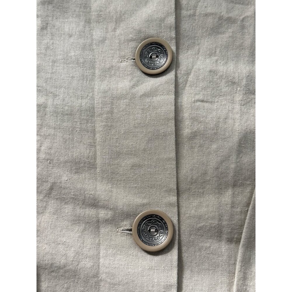 ForCynthia Sleeveless Shirt Dress Linen Blend Button-Up Smocked Pockets Size L - Picture 5 of 8